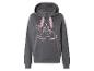 Een grijze hoodie met Bambi print en roze veters.