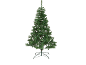 Kunstmatige groene kerstboom met metalen standaard op een zwarte achtergrond