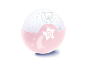 Roze B.Kids nachtlampje in balvorm, versierd met sterren en een beer.