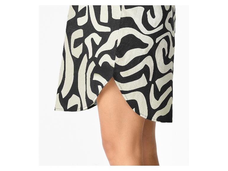 Rok met zwart-witte abstracte print en zijsplit.