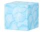 Blauwe schuimkubus met witte, gemarmerde patronen.