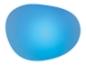 Abstracte blauwe vorm met een zachte gloed op een witte achtergrond.