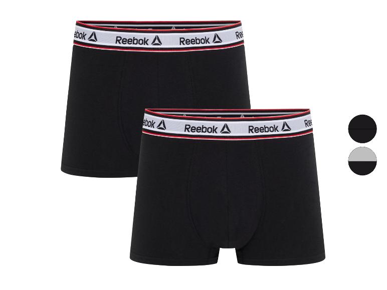 Twee zwarte Reebok boxershorts met witte en rode tailleband
