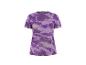 Paars sportshirt met abstracte patronen en diagonale strepen.