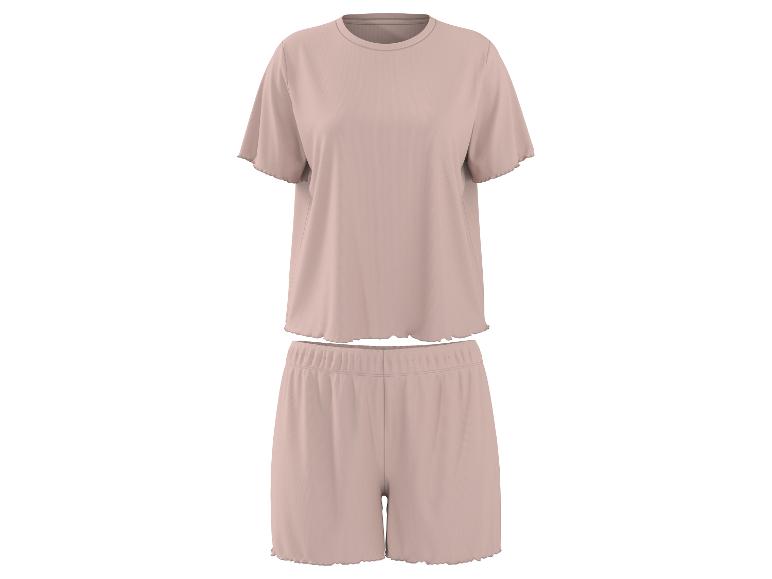 Roze dames pyjamaset met T-shirt en korte broek