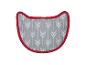 Grijze baby slab met rode bies en witte pijlenpatronen.