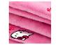 Close-up van de zachte roze stof van de Hello Kitty elektrische deken.