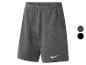 Grijze sweatshorts met elastische tailleband en zakken, met een wit logo op de pijp.