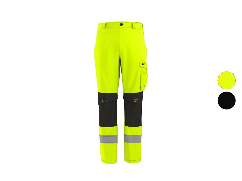 Gele en zwarte werkbroek met reflecterende strepen
