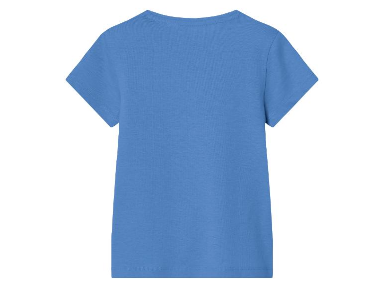 Blauw kinder t-shirt met korte mouwen.