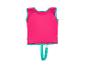 Roze zwemvest met turquoise bies en veiligheidsriem
