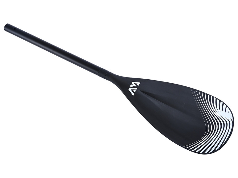 Een zwarte paddle met een witte 'W' logo en een golvend patroon.