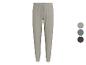 Grijze joggingbroek voor heren met elastische tailleband en trekkoord, getoond met kleuropties.