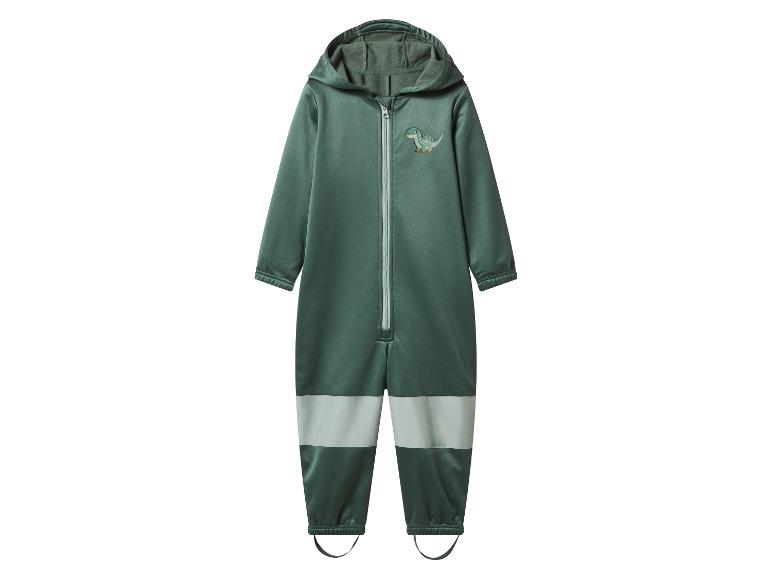 Groene kinderoverall met capuchon en dinosaurusprint