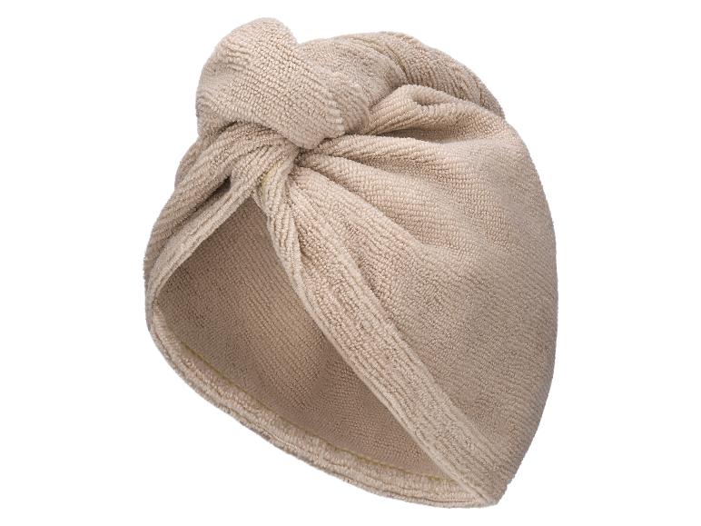 Beige microvezel haarturban met knoop