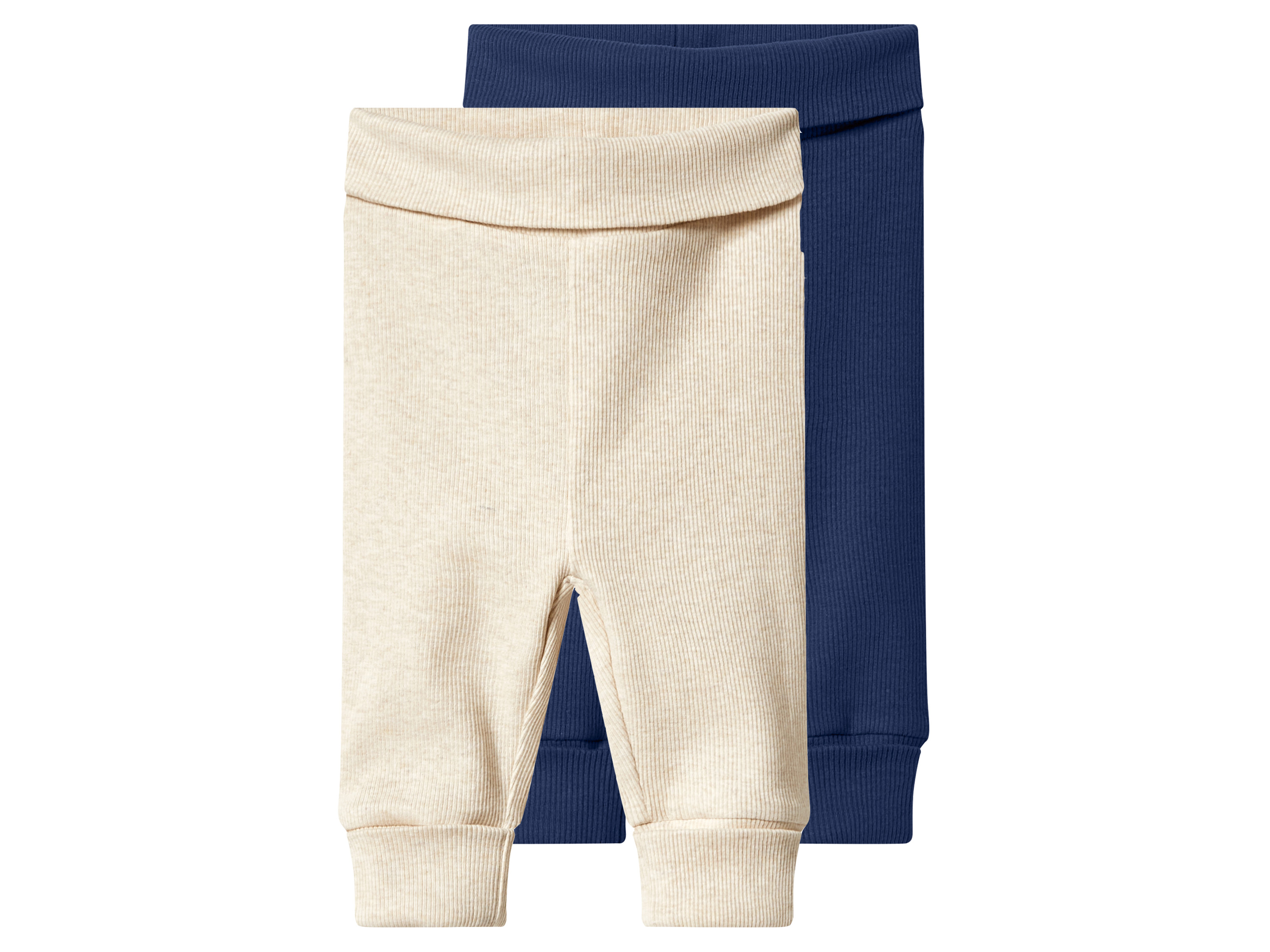 lupilu Set van 2 baby broekjes (donkerblauw/beige, 62/68)