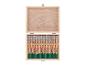 Een houten kist met een set van 12 Parkside houtbewerkingsmessen