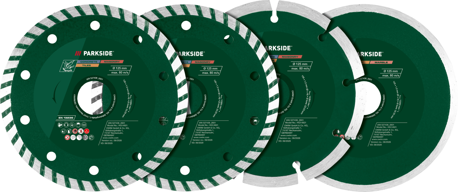 PARKSIDE Slijpschijven, Ø125 mm (Diamantslijpschijvenset)