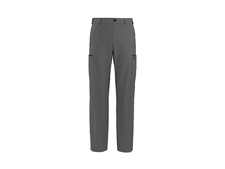 Grijze werkbroek met zijzakken en zwarte details.