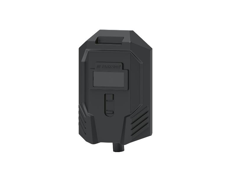 Zwarte Parkside compressor met display.