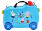 Blauwe kinderkoffer met stripfiguren en de tekst 'Cool Adventures'.