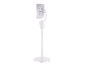 Witte statiefventilator van de zijkant gezien