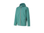Groene softshell jas met capuchon en rits.