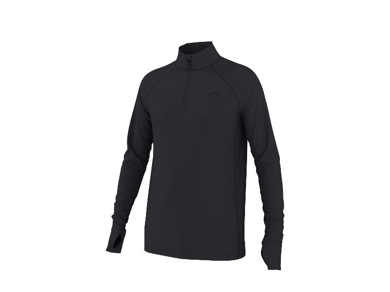 Zwart sportshirt met lange mouwen, kwartrits en duimgaten