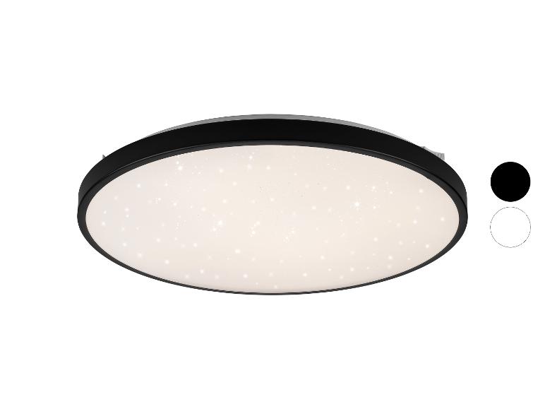 Ronde zwarte LED plafondlamp met sterreneffect, met witte en zwarte kleuropties.