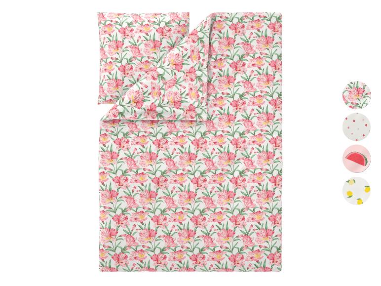 Dekbedovertrekset met roze bloemen en opties voor aardbei-, watermeloen- en citroenpatronen.