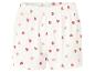 Witte shorts met een patroon van roze en rode hartjes.