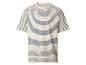 Gestreept, getextureerd T-shirt met korte mouwen in wit en blauw.