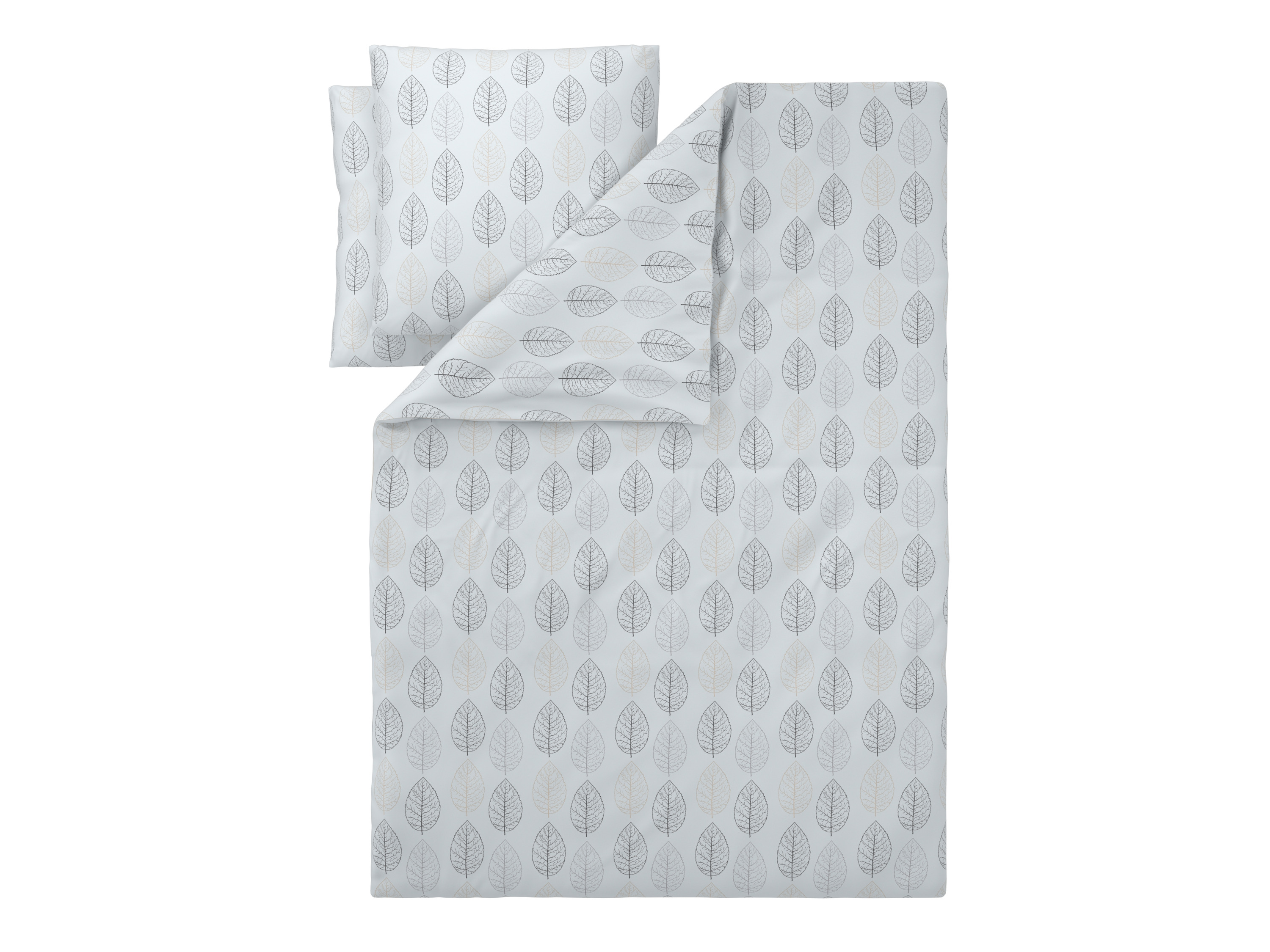 LIVARNO Dekbedovertrek 200 x 200 cm (Bladeren/wit) afbeelding