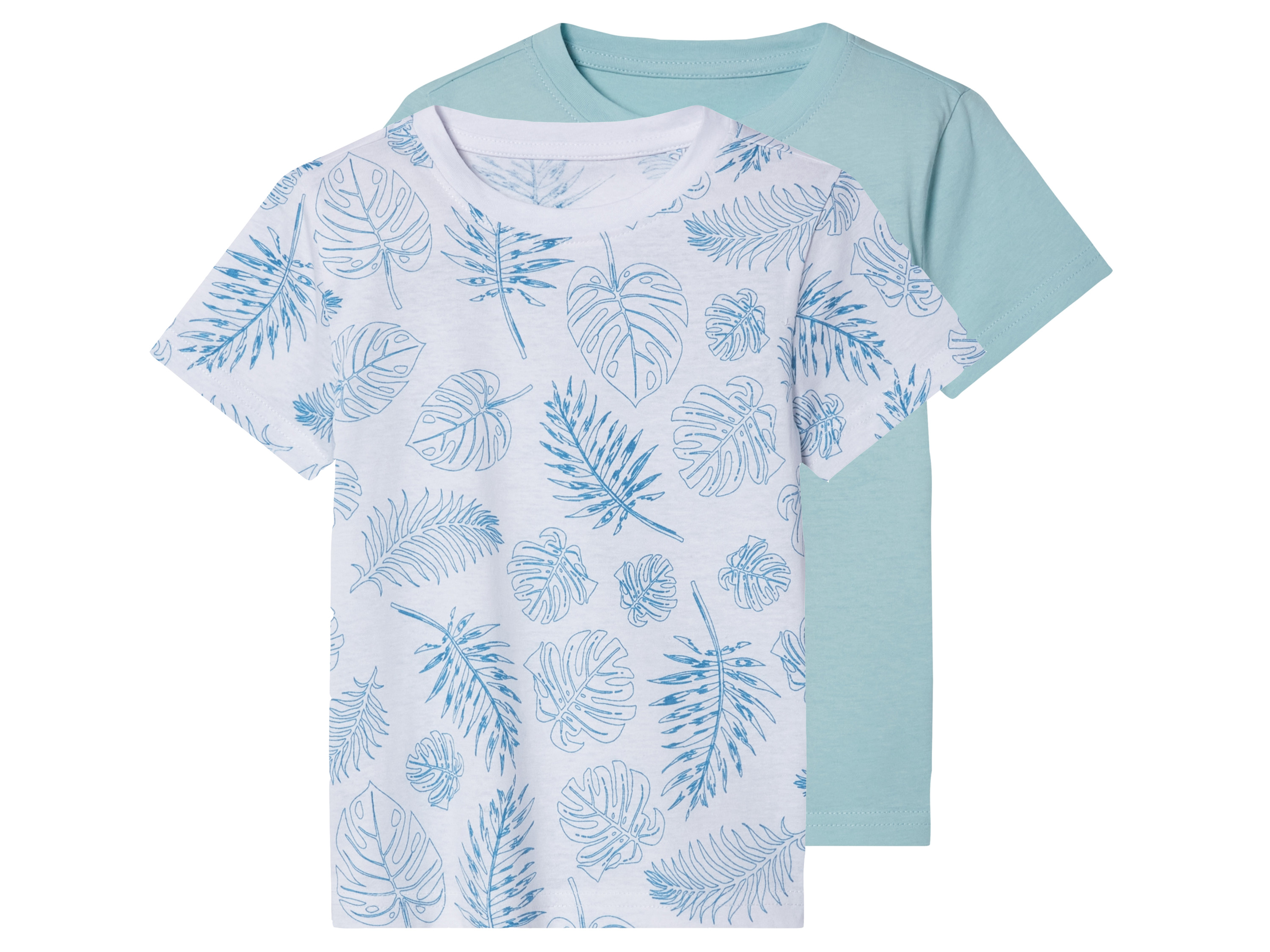 lupilu Set van 2 kinder T-shirts (Wit/blauw, 110/116)
