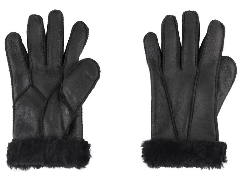 esmara Dames lamsvel handschoenen (7, Zwart)