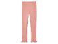 Roze gebreide leggings met ruches aan de onderkant.