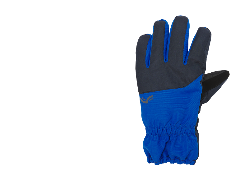 Blauwe en donkergrijze winterhandschoen met elastische pols