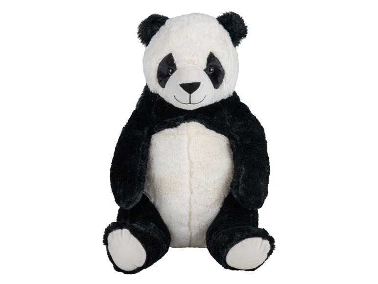 Zwart-witte panda knuffel, zittend.