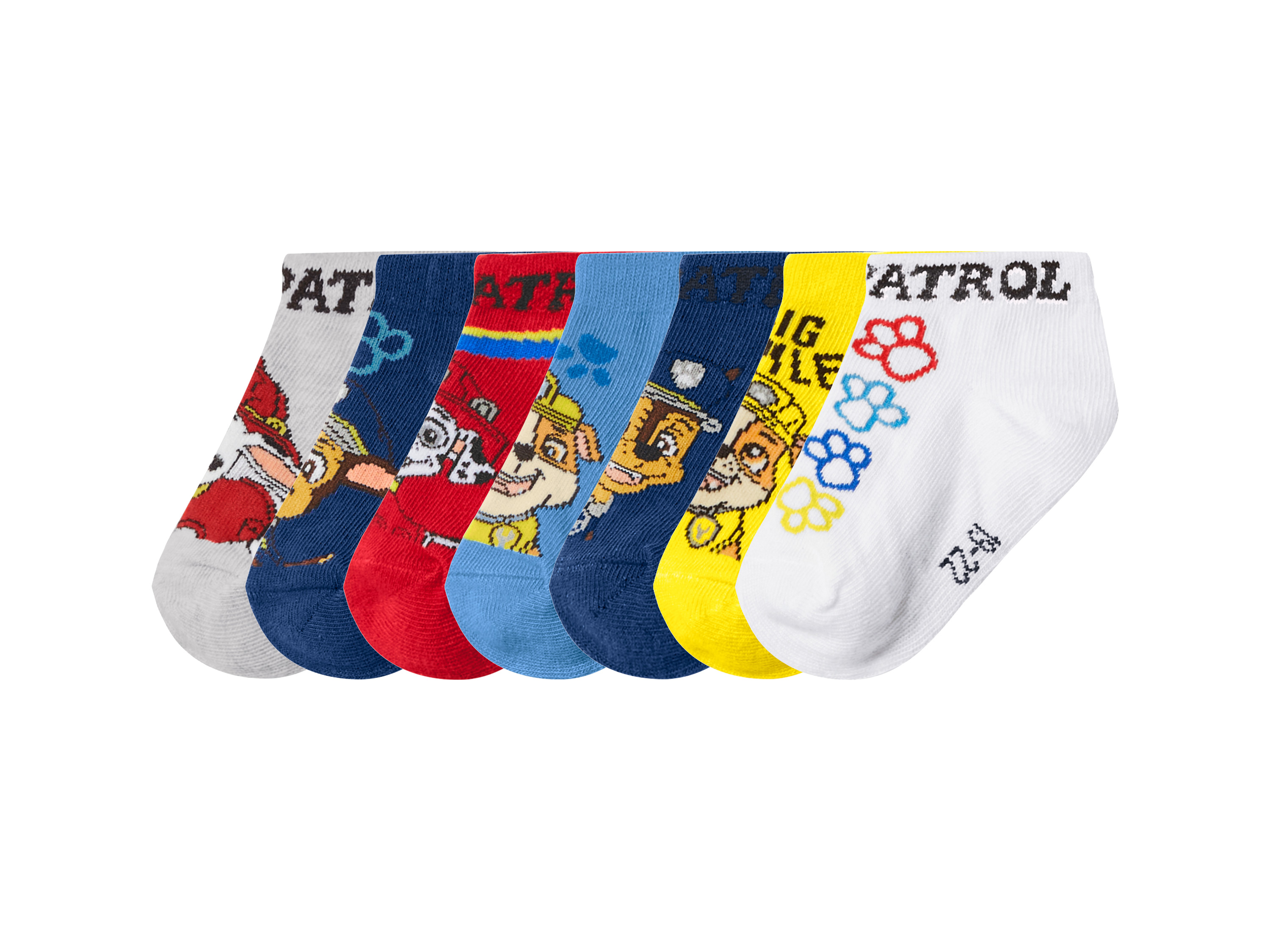 LUPILU 7 Paar kinder sokken (grijs/blauw/wit/rood/geel, 19-22)