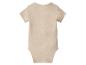 Beige babyromper met korte mouwen, achteraanzicht