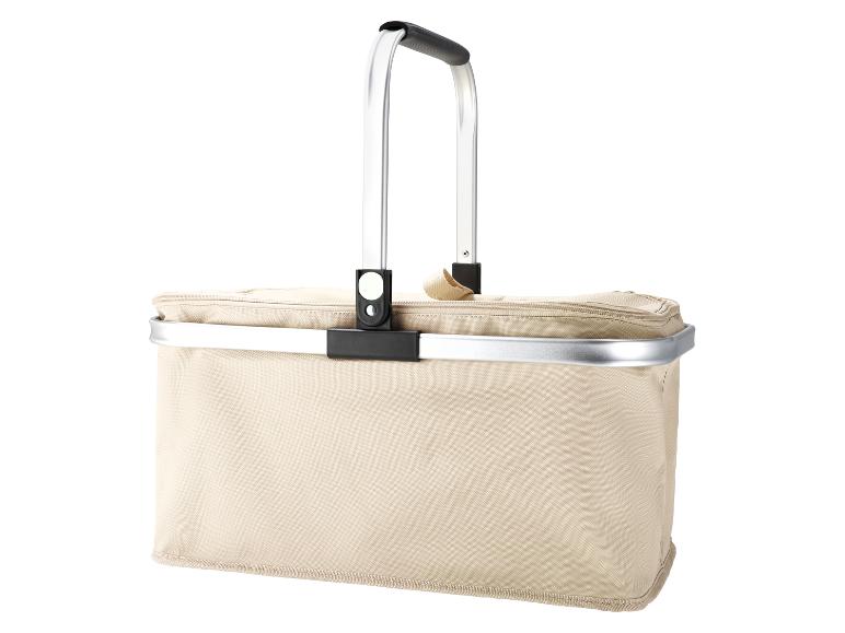 Beige boodschappenmand met aluminium handvat