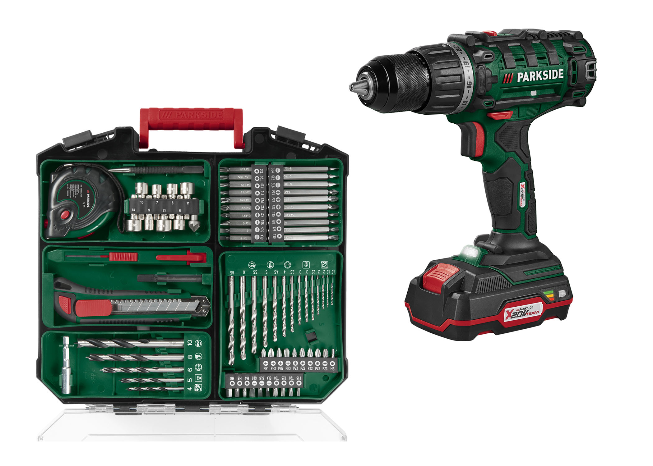 PARKSIDE Accu-schroefboormachine set 20 V met 2 Ah accu en 2,4 A lader afbeelding