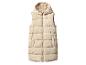 Beige lang gewatteerd vest met capuchon