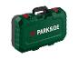 PARKSIDE groene gereedschapskist met zwarte en rode handvatten en sluitingen