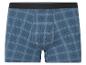 Blauwe geruite boxershorts met een zwarte band.