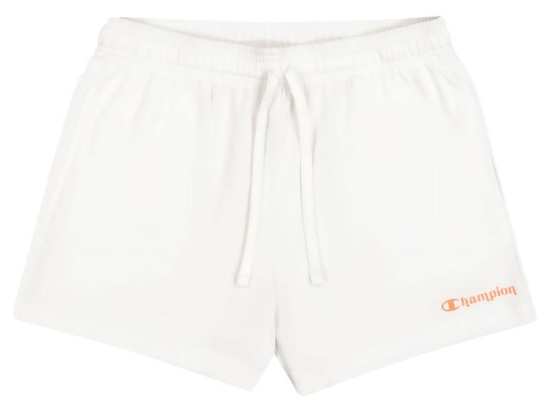 Witte sportshorts met trekkoord en oranje logo