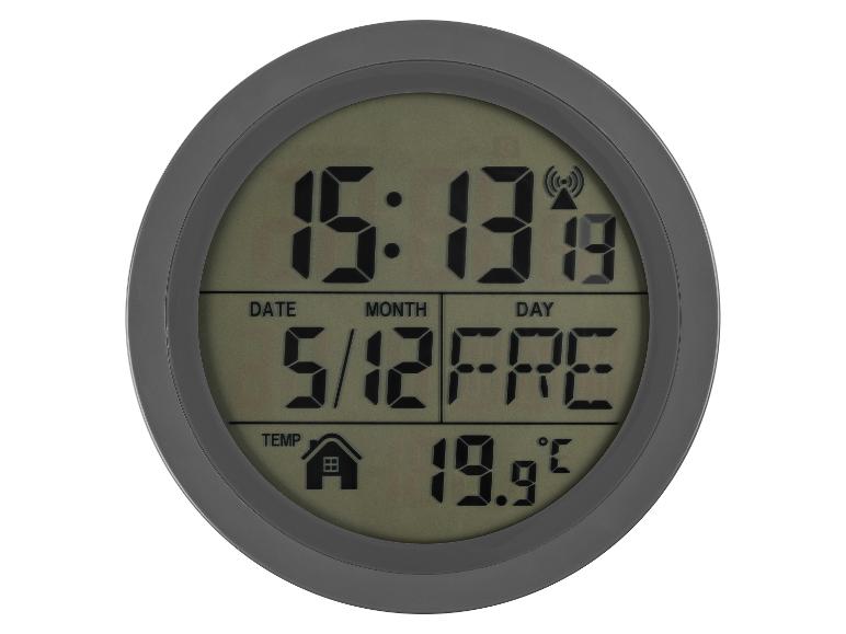 Digitale klok met tijd, datum, dag en binnentemperatuur van 19,9°C.