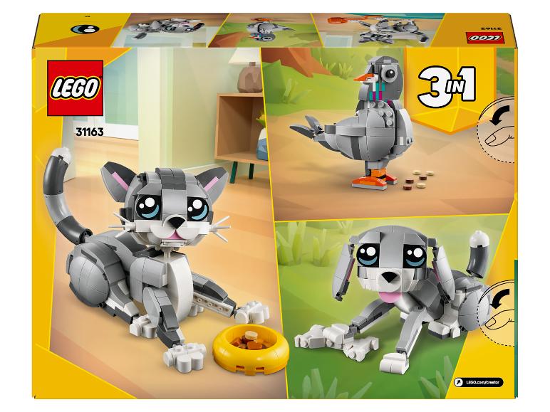 LEGO Creator 3-in-1 doos met kat-, duif- en hondenmodellen.