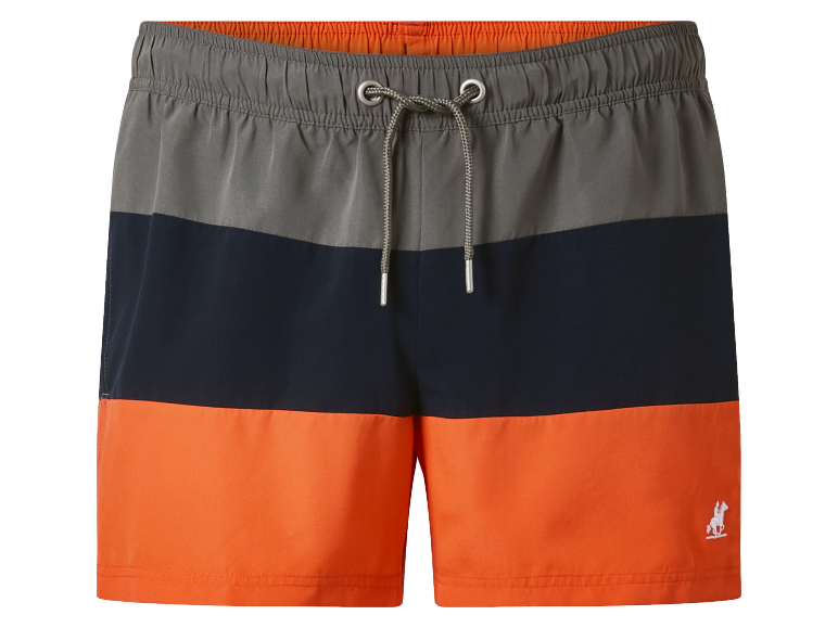 Driekleurige zwembroek met logo.