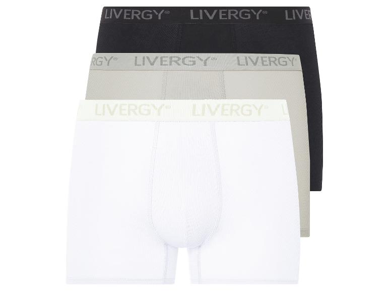 Drie Livery boxershorts in wit, beige en zwart.